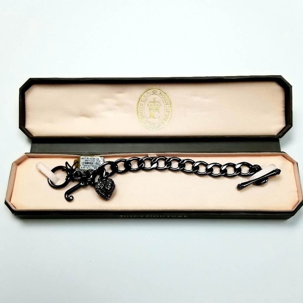 Juicy Couture Hematite Pave Heart Bracelet